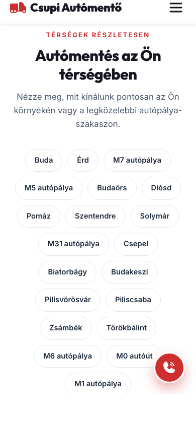 After: area-link rows centered on a phone
