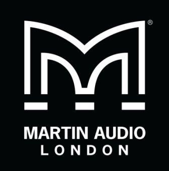 Martin Audio London logó fekete háttéren.