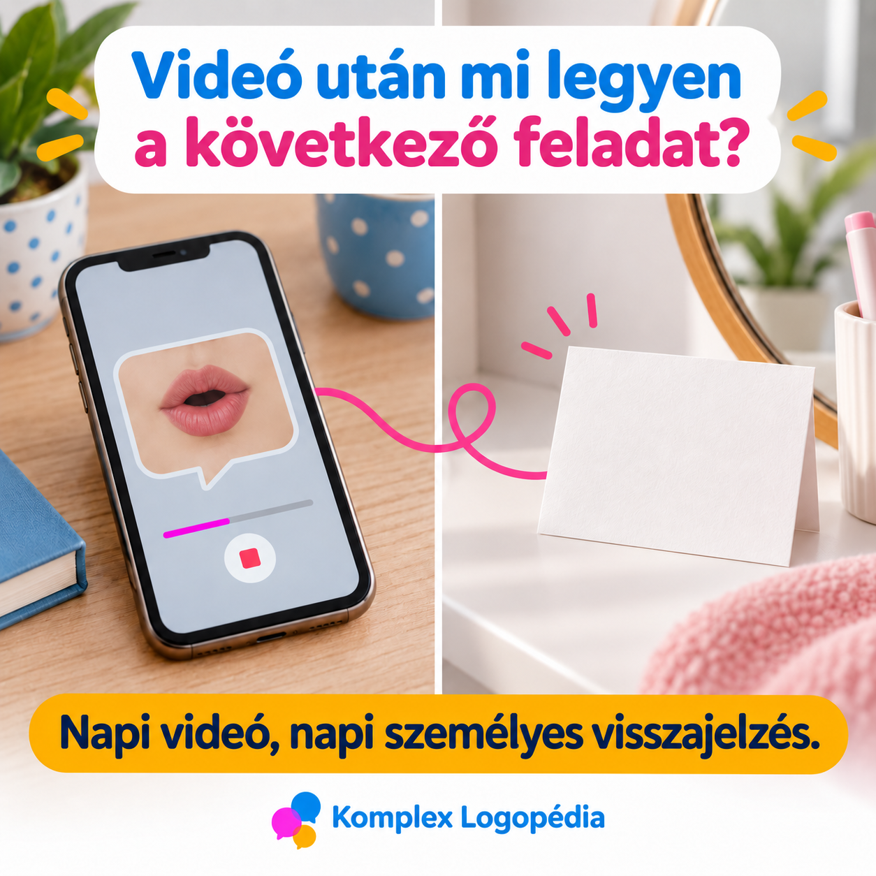 Videó után mi legyen a következő feladat? Napi videó, napi személyes visszajelzés.