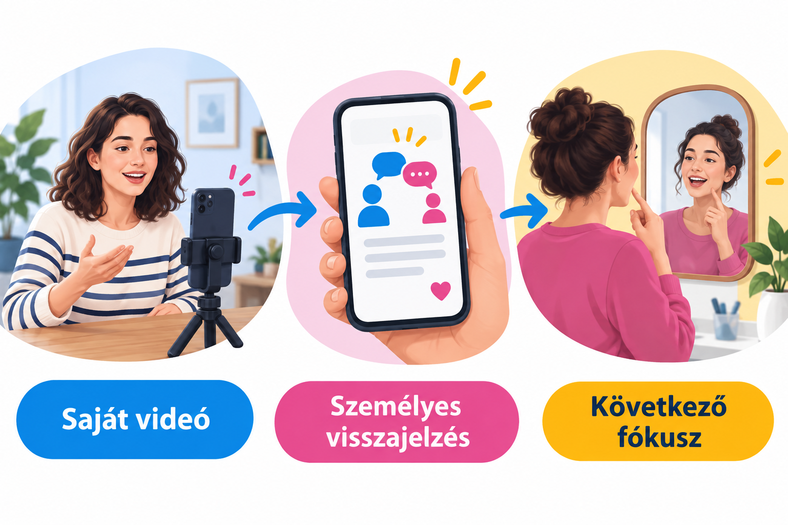 Saját videó, személyes visszajelzés, következő fókusz
