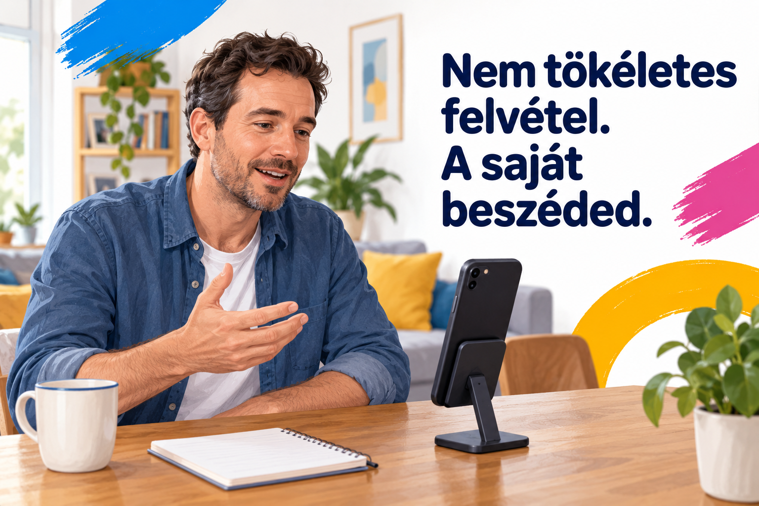Férfi beszél egy telefonra rögzített felvételen: nem tökéletes felvétel, a saját beszéded