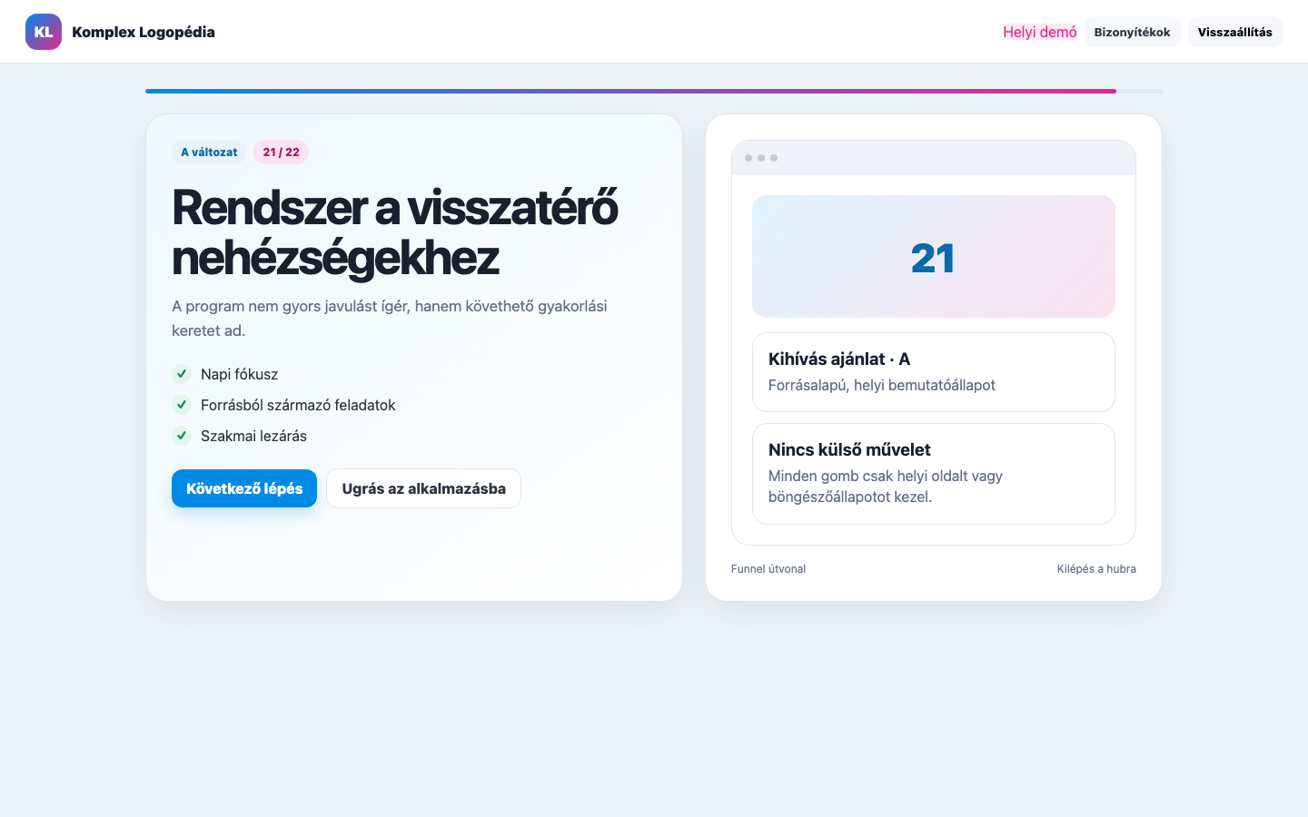 Kihívás ajánlat · A asztali nézet