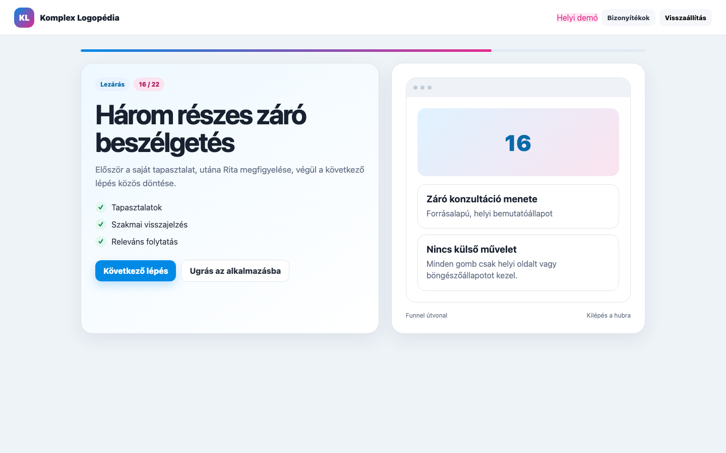 Záró konzultáció menete asztali nézet