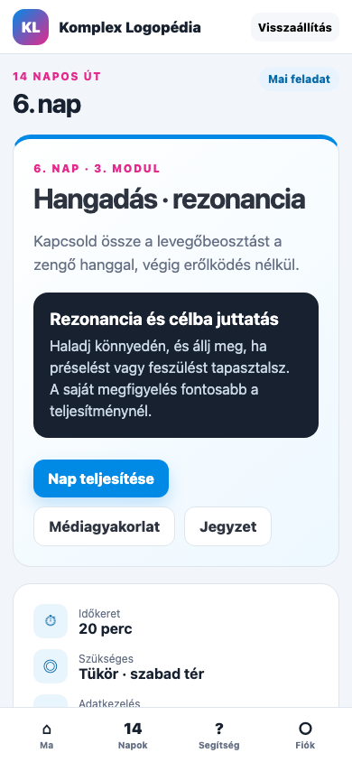 6. nap · Hangadás · rezonancia mobil nézet