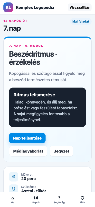 7. nap · Beszédritmus · érzékelés mobil nézet