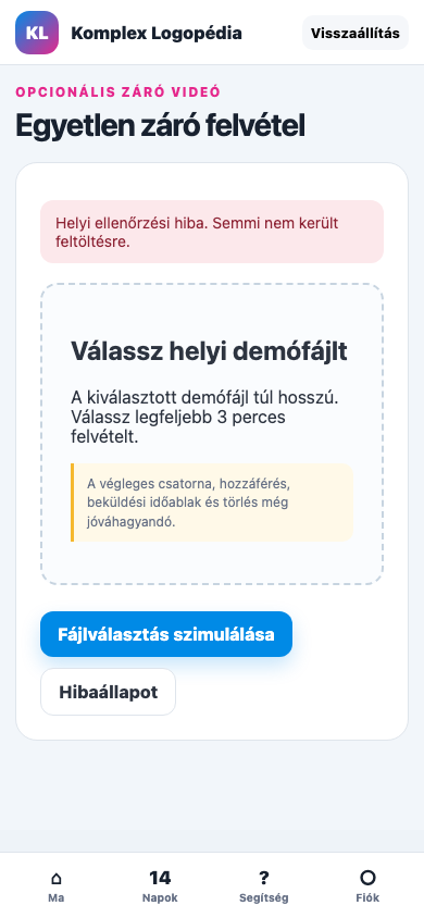 Záró videó · hiba mobil nézet
