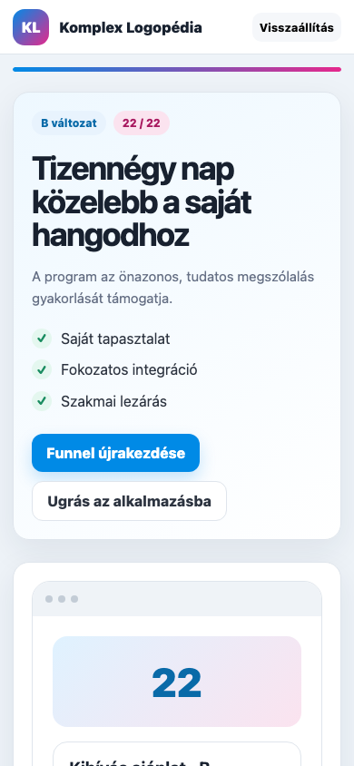 Kihívás ajánlat · B mobil nézet