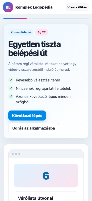 Várólista útvonal mobil nézet