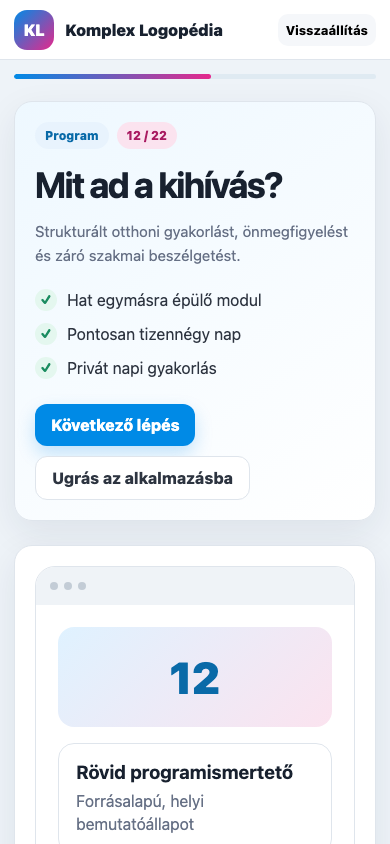 Rövid programismertető mobil nézet